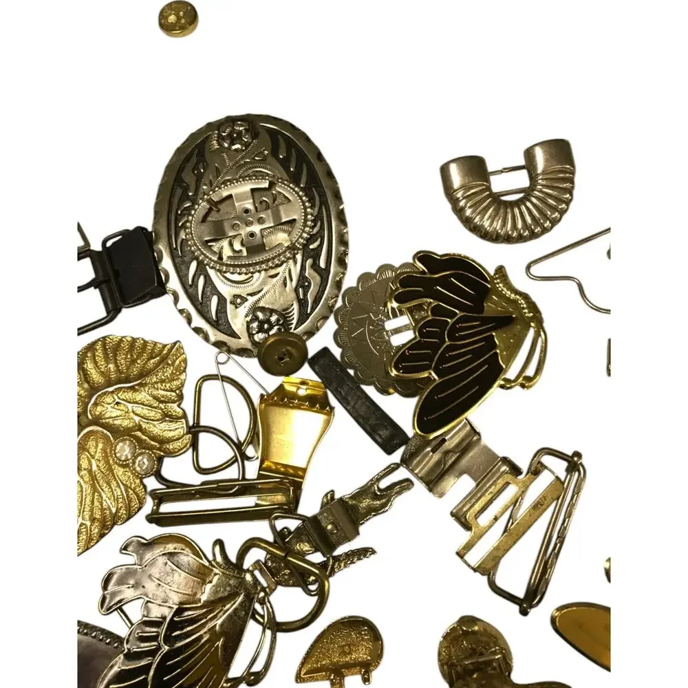 Vintage Metal Embellishments Belt and Buckles Accessories Lot of Over 30 Pieces